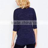 New Unique Style Purple Half Sleeve Zipper Front Breastfeeding Nursing Stretch Jersey Maternity Tops thumbnail-2