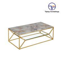 Tiptop Modern Gold Stainless Steel Leg Marble Top Round Living Room Home Furniture Luxury Side Center Coffee Tea Table thumbnail-5