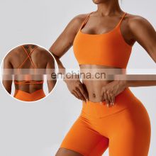 Factory Supply Cross Backless Crop Sports Bras Woman Gym Sling Yoga Breathable Sexy Tops