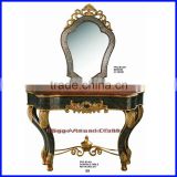 French Style Reclaim Wood Mirrored Console Table S-1491
