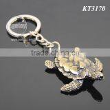 Three-dimensional Tortoise Shaped Zinc Alloy Plated Bronze Metal Sea Green Turtle Keychain