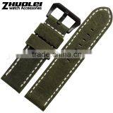 2015 New Style 22|24|26mm 100% Handstitch Black Red Grey Armyeather Watch Strap Wholesale 3pcs thumbnail-1