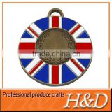 british flag round antique copper metal medal