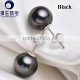 18 k Gold Best Pearl Earrings High Luster Black Tahitian Natural Pearl thumbnail-5