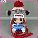 100% Cotton Winter Kids Hats Pattern Hand Knit Beanies
