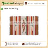 Flat Weave Wool Cotton Rug with Simple and Elegant Design