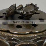 Beautiful and Original Metal Ornament Lotus Incense Burner With Accurate Made in Japan thumbnail-5