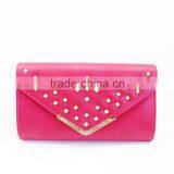 2015 make in china Rivet Studded Women leather fashion evening Clutch Bag