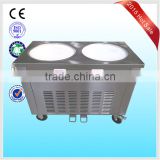 commercial stainless steel two flat pans rolled ice cream machine