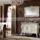Simple design Luxury bathroom cabinet, white vanity with golden foil WTS604