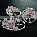 40x55mm Oval Handmade Wiring Tree in Random Pink Rose Quartz Stone Pendant Charm DIY Supplies 1820256 thumbnail-3