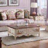 Mediterranean Style Living Room Furniture Set, Solid Wood Carved Sofa Couch Side Table, Leisure Living Room Sofa Set thumbnail-4