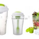 PP Safe Material Plastic Salad Shaker Cup With Fork/keep Fresh Salad Shaker thumbnail-1