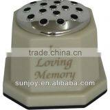 Cream Marble Effect Grave Vase thumbnail-1