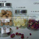 Square Shape Clear Glass Food French Frie Packaging Jar With Lid