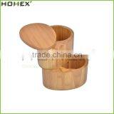 2 Tiered Bamboo Spice Storage Box for Nut&Salt With Rotating Lid/Homex_Factory