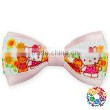 Large Bow /Cartoon Kids Grosgrain Boutique Ribbon Hair Bow / Lovely Cat Printing thumbnail-1