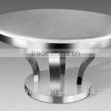 Stainless Steel Base Round Dining Table With Marble Top