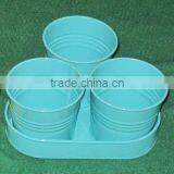 Triangle Blue Small Holiday Gifts/Mini Circular Gardening Decoration Metal Flower Print Pot/Flower Planter thumbnail-1