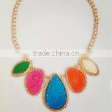 Latest Design Multi-coloured Stone Necklace With Earrings, Semi Precious Stone Jewelry thumbnail-2