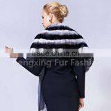 CX-B-122B Rex Rabbit Chinchilla Printed Fur Pashmina Shawls thumbnail-3