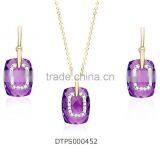 CZ Studded With Amethyst Stone Gold Plated Exclusive Pendantset thumbnail-5