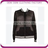 2016 Wholesale OEM Fashion Female Bomber Mesh Jacket With Zipper thumbnail-1