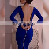 New Arrive Autumn Lady Elegant Dress Long Sleeve Full Zipper Tight Pencil Dress thumbnail-2