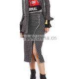 2017 OEM Spring Retro Frayed Hem Splited Checkered Skirt thumbnail-6