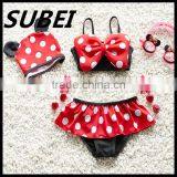 Children's Swimsuit Girls Swimsuit Big Wave Point Split Child Bikini Two-piece Swimsuit Children Swimming Cap thumbnail-1