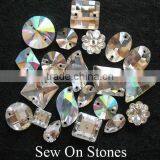 Flat Back Stone Crystal Sew on Crystal Tear Drop 17x28mm Crystal AB With Holes For Clothing Wedding Dresses thumbnail-1