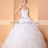 Ball Gown Wedding Dress Lacy Look Chapel Train Sweetheart Lace Tulle with Sequin Beading Appliques Bow P002