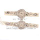 Baby Girl Glitter Gold Bow Dress Matching Rhinestone Sash Blet Baby Headband thumbnail-2