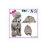 New Design Acrylic Knitted Hat Scarf Attached thumbnail-1