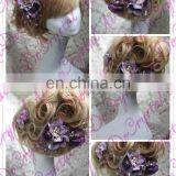 Aidocrystal Lilac Lace Flower Rhinestone Flower Headband Bridal Fascinators thumbnail-2