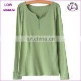Woman Long Sleeve T-shirt V Neck Custom Cotton T-shirt With Buttons thumbnail-2