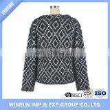 Open-front Custom Women Cardigan Black Plaid Long Sleeve V-neck Sweater thumbnail-5
