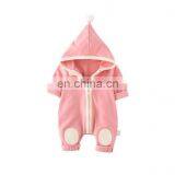 Wholesale Long Sleeve Solid Color Zipper Hoodie Autumn Winter Baby Romper thumbnail-3