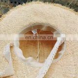 New natural Lafite tethered straw hat outdoor travel beach sunscreen tether Lafite hat