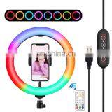 2020 10 Inch 26cm Portable Led Selfie Ring Light Photographic Colorful RGB Ring Light With Tripod Stand thumbnail-3