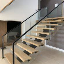Cheap Design Indoor Wood Stairs Floating and Straight Stairs Staircase