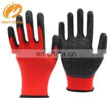13G Crinkle Rubber Latex Knit Work Gloves Snug Fitting Polyester Nylon Shell Textured Coating Gloves For Construction thumbnail-1