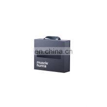 Matte Black Custom Box With Window Hollow Out Package for Gift 3 Bottles Wine Packing Box Ribbon Handle Box for Products thumbnail-4