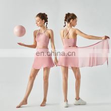 Breathable Straps Bra Match With Shorts Skirt 3 Piece Yoga Set Sexy Women Tennis Golf Sports Suit Set Girls Dancing Wear