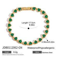 Luxury Stainless Steel Tennis Bracelet Green Zircon Gold Plated Waterproof Hypoallergenic Women Jewelry thumbnail-5