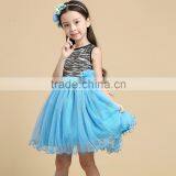 Blue Sleeveless Collar Frock Design Dresses New Fashion 2015-2016 Fairy Dresses for Little Girls