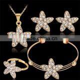 Five Petaled Flowers Shinning Clear CZ Crystal Pendant Jewelry Sets Gift thumbnail-3