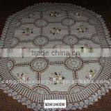 60*90 White Hot Selling Hand Cotton Crocheted Tablecloth With Ribbon Embroidery