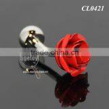 3D Red Rose Shaped Sleeve Shirt Enamel Cuff Links For Party Fashion Alloy Silver Metal Souvenir Wedding Cufflinks thumbnail-3