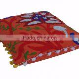 Suzani Embroidered Cushion Cover Boho Throw Indian Pom Pom Pillow Cases 16x16 thumbnail-5